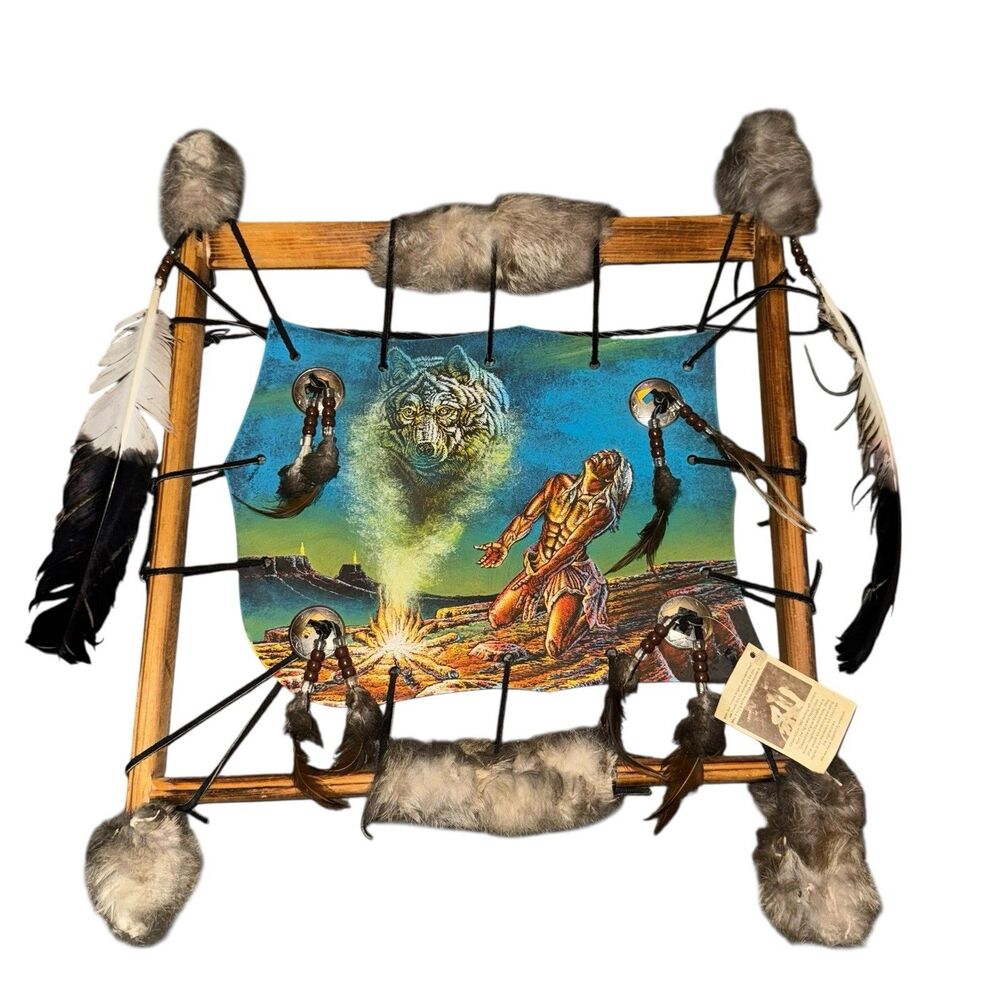 Vintage Native American artwork print 17x25 Chicos Arts Handmade Man-del-la